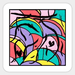 Pastel Geometric Abstract Acrylic Painting Sticker